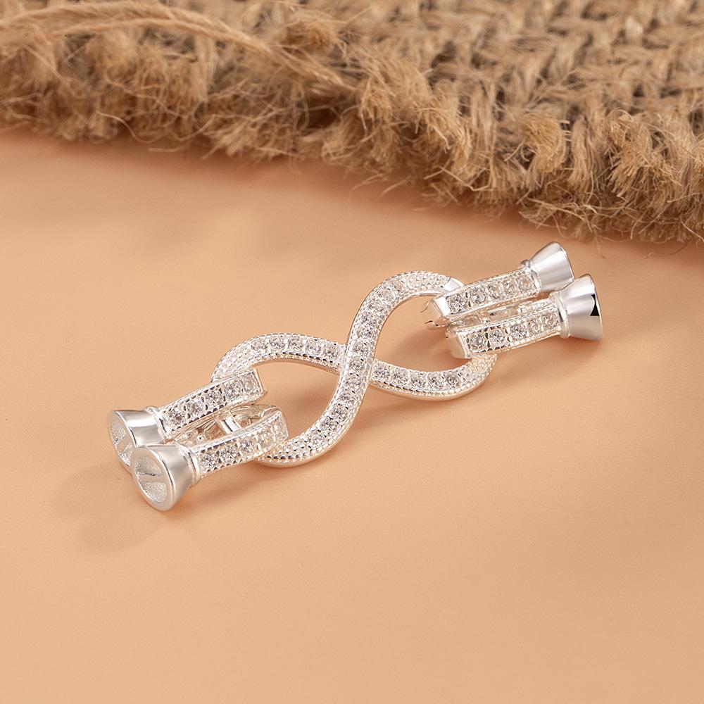 Handmade DIY S925 Silver Pearl Necklace Clasp - Single/Double Row Figure 8 Universal Connecter Accessory.