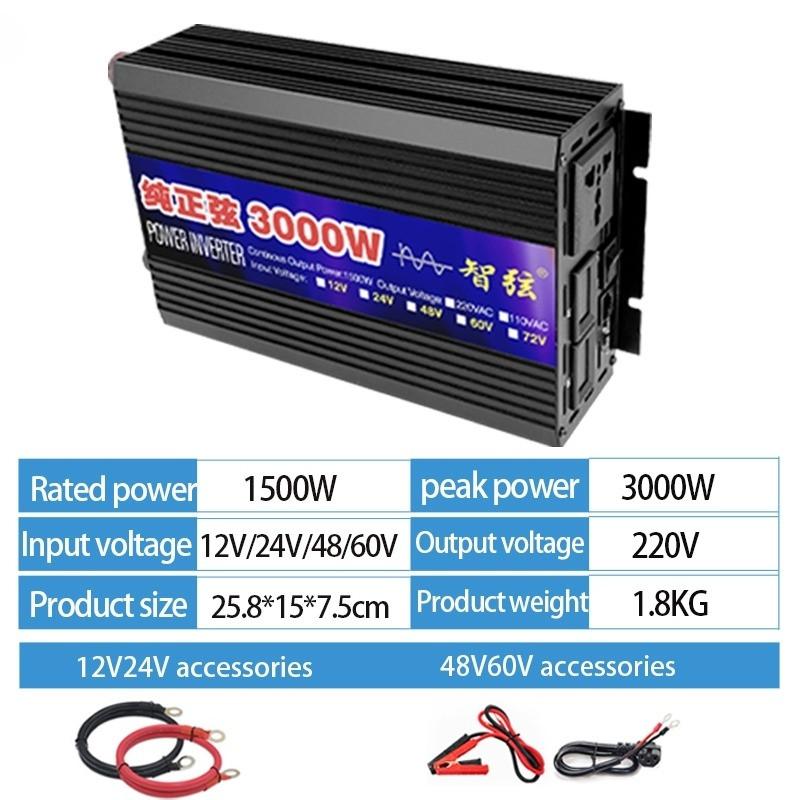 Portable Solar Power Inverter Pure Sine Wave  DC12V 24V To AC 220V Trave Truck Car Converter Home Appliance