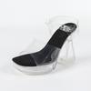 New 12CM Fashion Wedding Sexy Car Model Transparent Thick Heel Crystal Square Head Non-slip Sandals LFD-1989-7