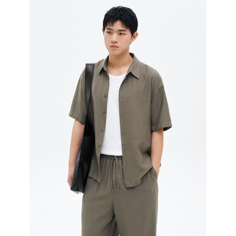 8Seconds Linen Blended Resort Shirt Olive Olive/Xl