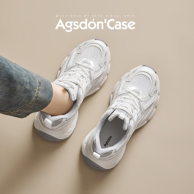 Augustine Daddy Shoes Women's 2025 New Summer Mesh Platform White Sneakers Show Feet Small Casual Shoes