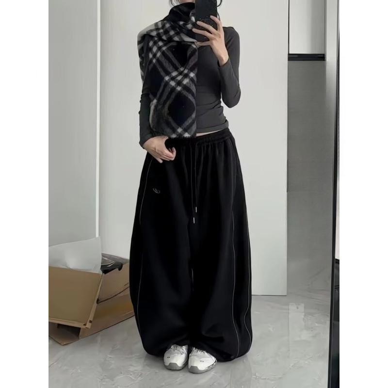 Pantaloni della tuta a righe vintage da donna Streetwear Casual Oversize Moda Coreana Harajuku Baggy Pantaloni Hip Hop Neri Nuovi