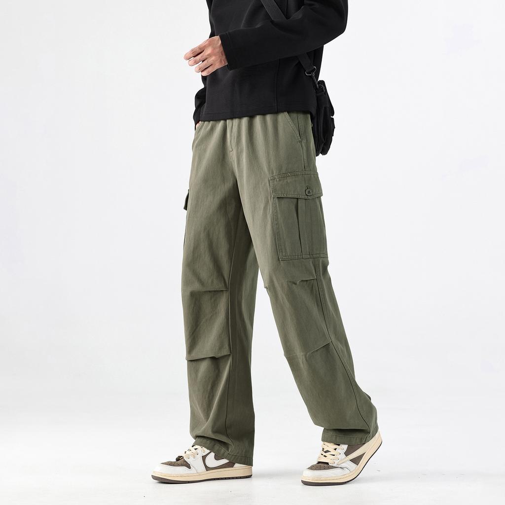 Mountain overalls men's spring and autumn pure cotton versatile American trendy casual pants loose straight large size trousers