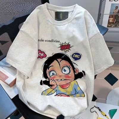 Women's Cute Print Loose Slim Short Sleeve T-shirt Summer Fashion Top