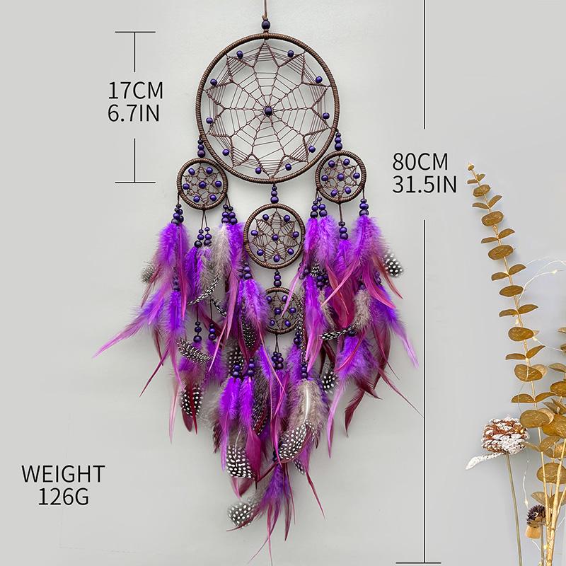 Vintage Blue Feathers Dream Catcher Wall Hanging Bedroom Pendants Home Decorations Handmade Wind Chimes for Holiday Gifts