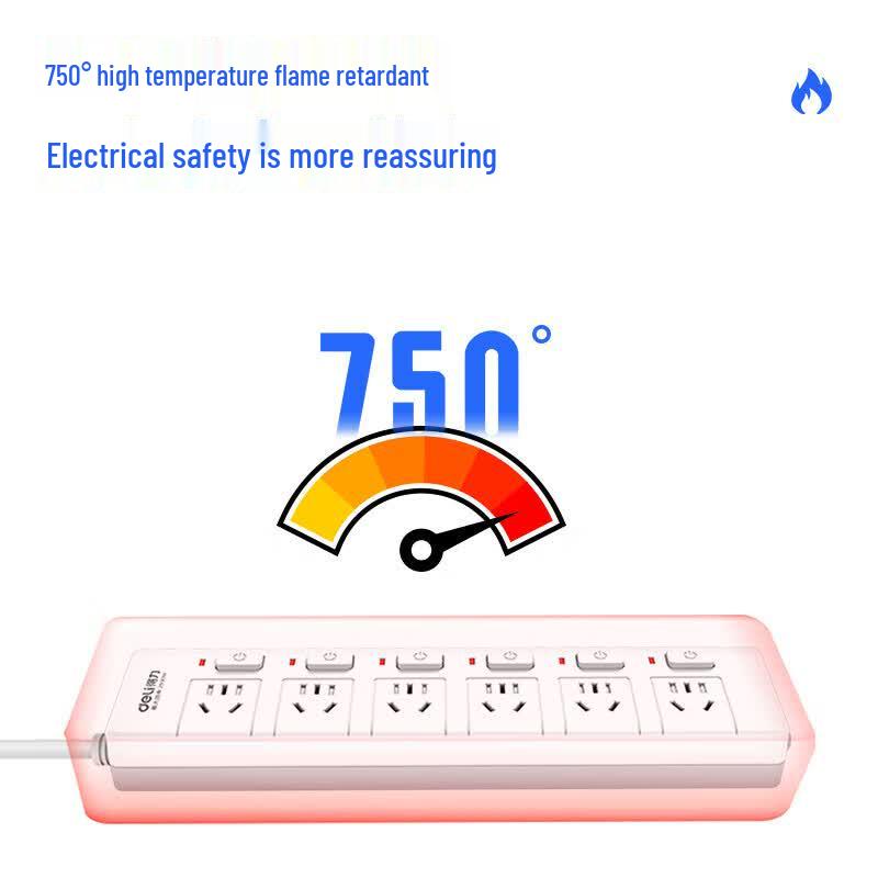 Deli 6-Outlet Power Strip with Individual Switches