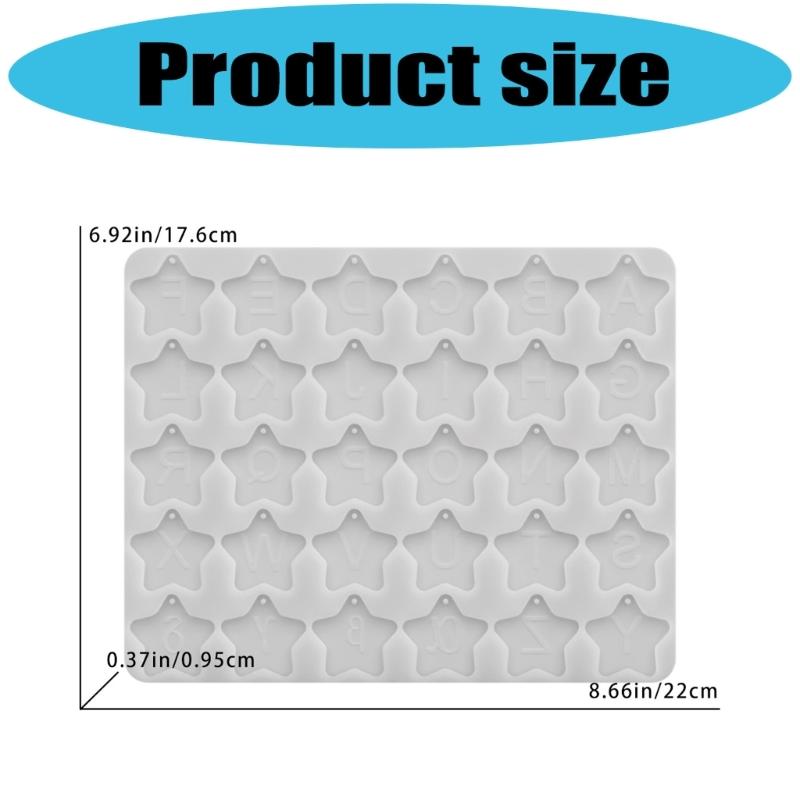 Reusable Silicone Jewelry Mold with Letter Star Shape Handmade Pendant Moulds for Making Charm Pendants Crafting