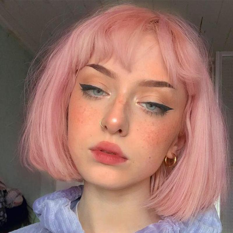 

Европейские и американские парики женские разноцветные бобо-головы короткие волосы челка ци короткий прямой парик полное покрытие головы