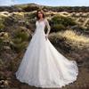 WT/Spring New European and American Women's Clothing Long Sleeve Shoulder Bridal Wedding Dress Dress