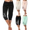 Kvinner Cropped Bukser Snøring Midje Sommer Harem Bukser Løvetanntrykk Uformelle sporty bukser med lomme for kvinner