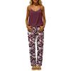 Women's Color Casual Two Piece Set, Backless Sleeveless Top and Elastic Waist Pants