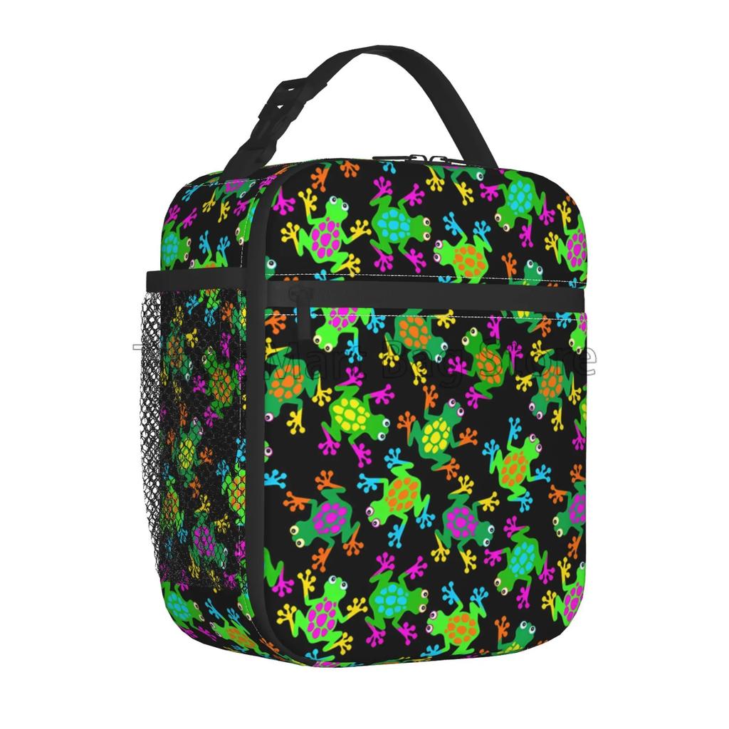 Cute Frog Lunch Bag for Women Boys Girls Portable Lunch Box Reusable Cooler Tote Bag for Office Work School Picnic Beach Travel