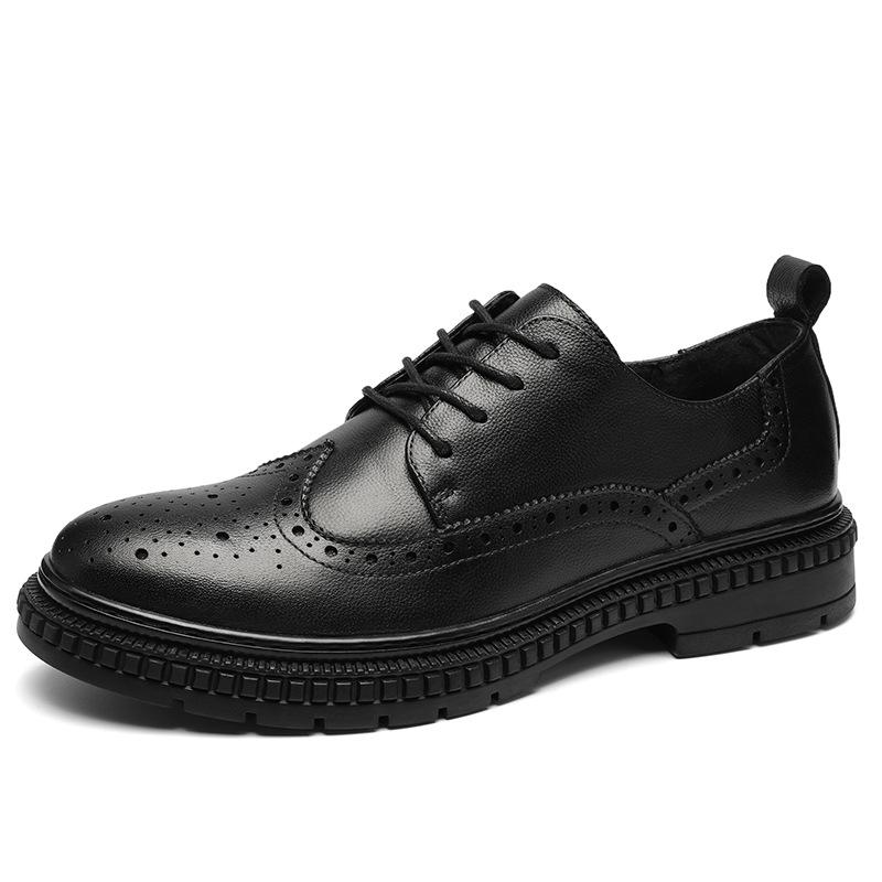 Men s Cowhide Brogues: Casual to Formal Wedding Loafers 40 чёрный