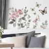 Watercolor Minimalist Flower Butterfly Wall Sticker Self-Adhesive for Bedroom Vanity Wall Decoration