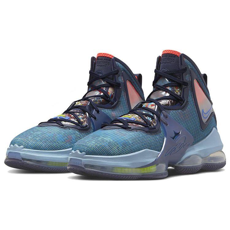 Nike LeBron 19 Fast Food - Dutch Blue Unisex Sneakers Blackened-Blue Worn-Blue Atomic-Green CZ0203-400