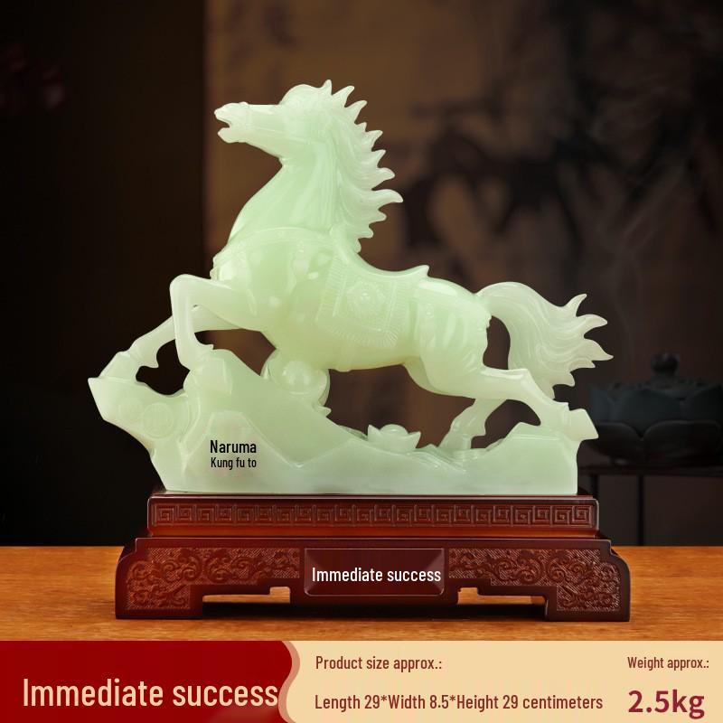 Jade Horse Figurine: Auspicious Zodiac Ornament for Wealth and Peace