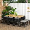10 Seater Rattan Cube Garden Furniture Set, Rattan Dining Set with Cushions, Outdoor Dining Table and Chairs with 6 Armchairs, 4 Stools