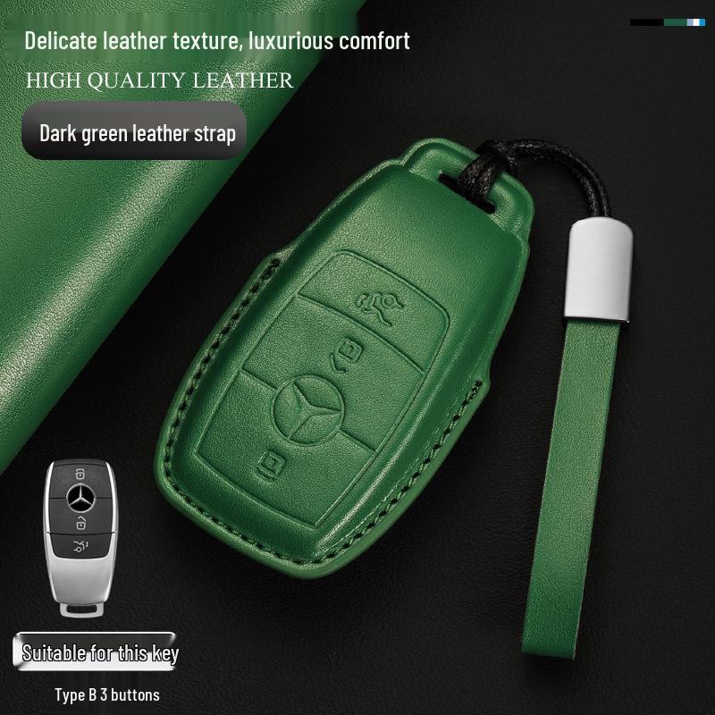 Genuine Leather Key Cover for Mercedes C260L, GLA, GLC300L, GLE, E300L, A200L, and GLB
