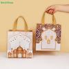 10pcs Eid al-Fitr Non-Woven Gift Bags - Islamic Mosque & Lantern Pattern Tote Bags, Festive Party Favor Bags