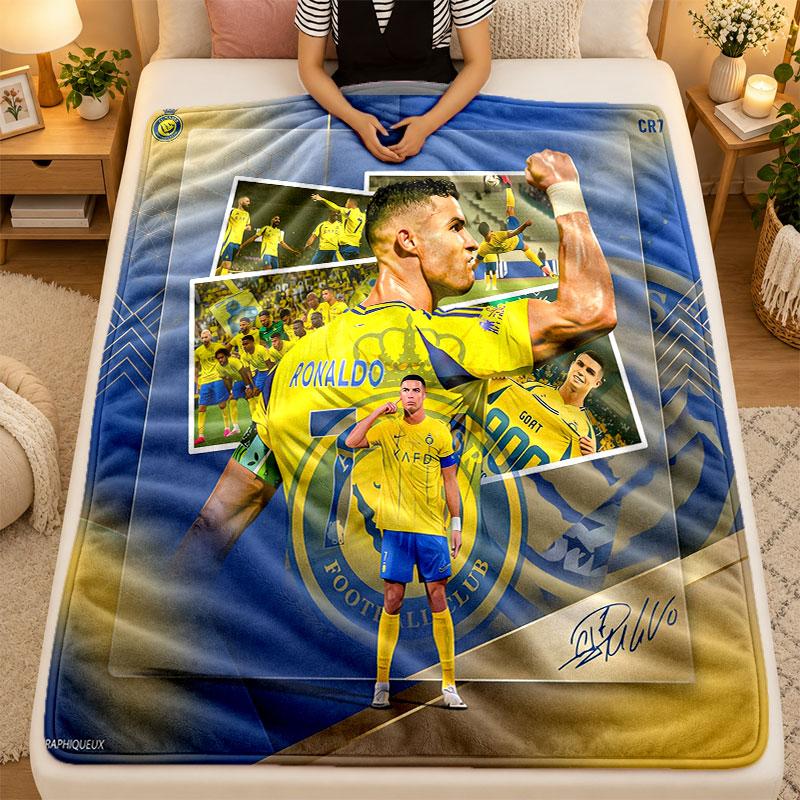 Koc Flanelowy Cristiano Ronaldo Ciepły Miękki Koc Rzutowy do Użytku Wewnętrznego Sofa Łóżko Salon