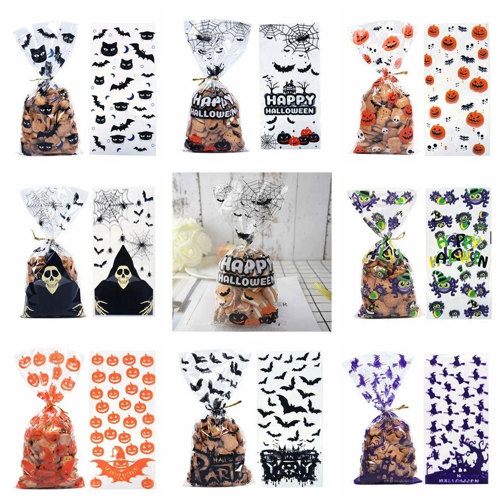 

50pcs/pack Bat Pattern Dessert Packaging Bag With Ties Gift Bags Party Supplies