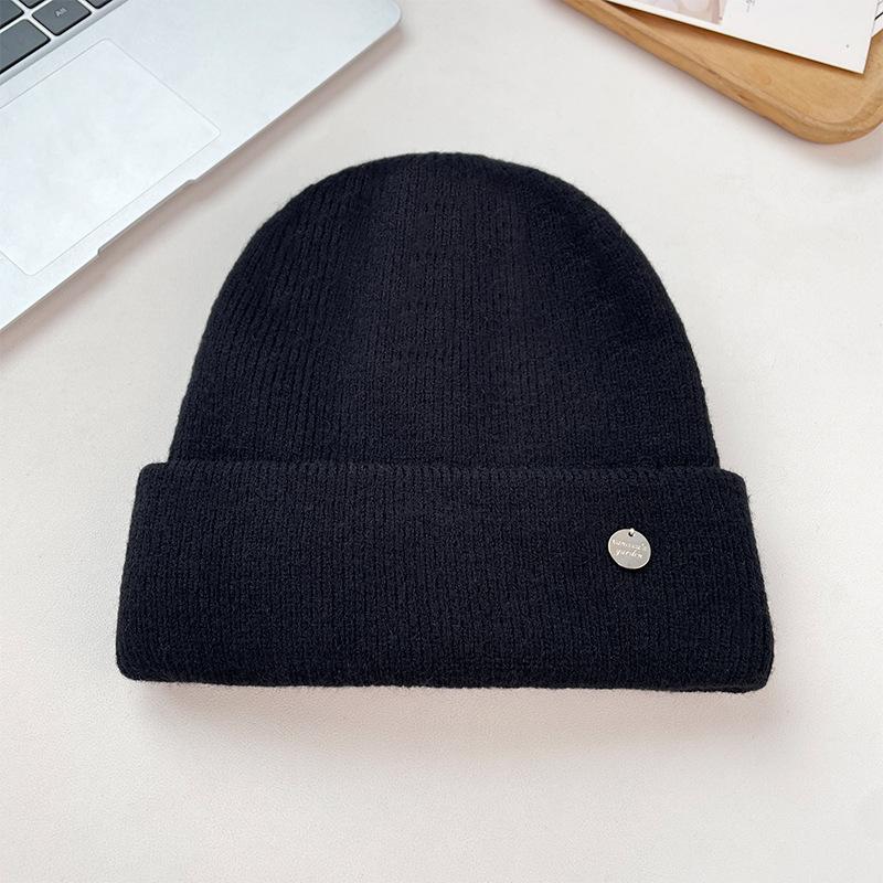 Sheep Wool Woolen Hat for Women Autumn and Winter Warm Ear Protection Pullover Hat Korean Style Simple Face Showing Small Knitted Hat for Men