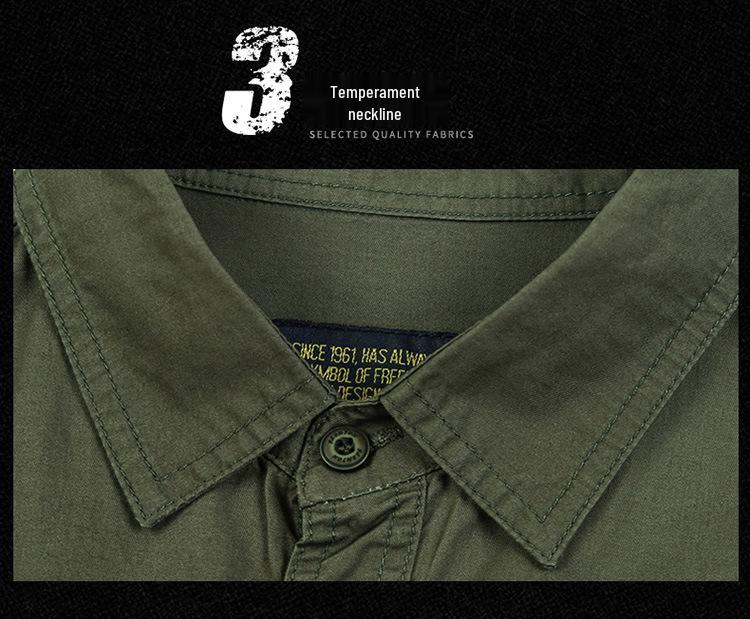 Men's Summer Military-Style Cotton Short-Sleeve Shirt - Casual, Lightweight, Multi-Pocket, Plus Size Workwear