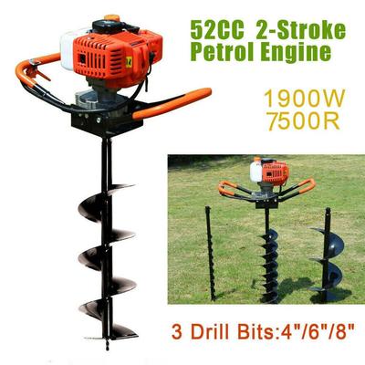 Handheld Gas Powered Earth Auger Borer 8500rpm 52CC 2-Storke Post Hole Digger High Power Agricultural And Landscaping Tools