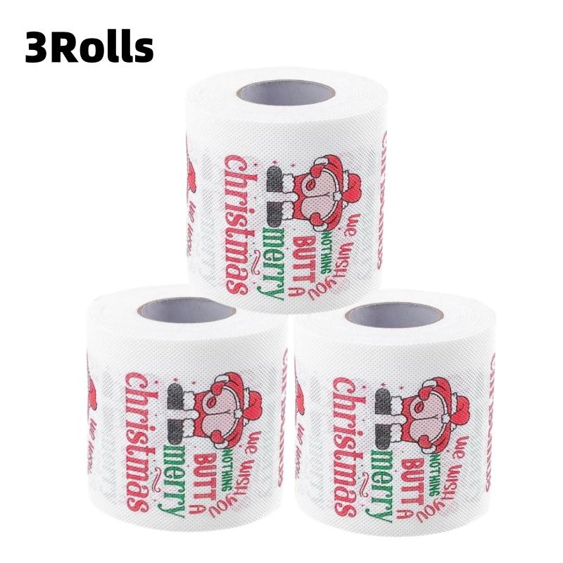 1/3 Stück Weihnachten Toilettenpapier Santa Festliche Tissue Rolle für Feiertagsfeiern Party Zuhause Abendessen Badezimmer Deko Papierhandtücher