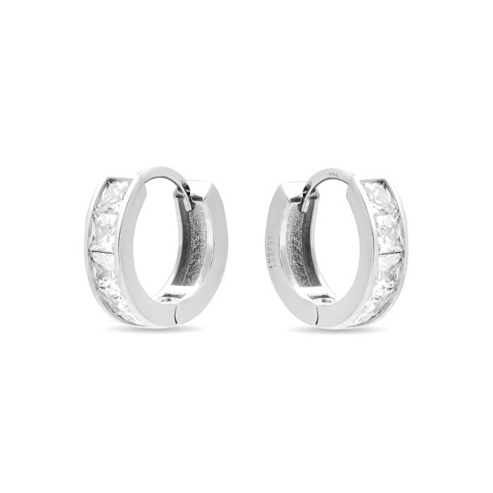 Boucles d'oreilles essentielles Luxenter en argent 925 et zircon de taille brillant avec finition rhodiée