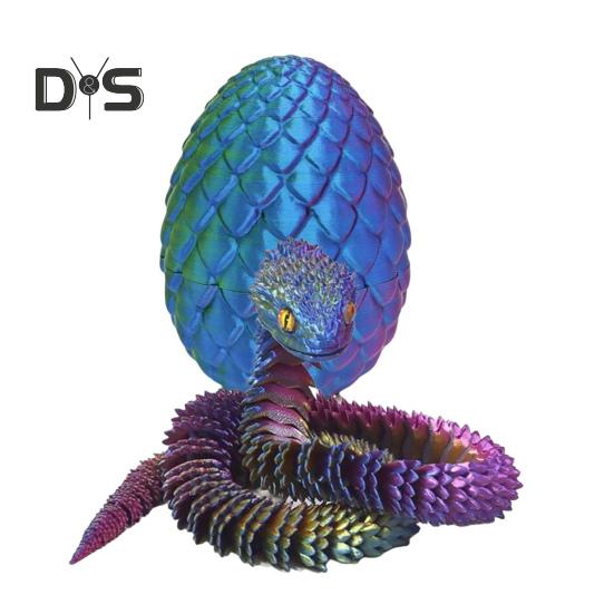 

1 набор 3D-печатных фигурок в виде яйца змеи с подвижными суставами, игрушка-фиджет в виде яйца змеи с шарнирной змеей внутри, украшение для рабочего стола