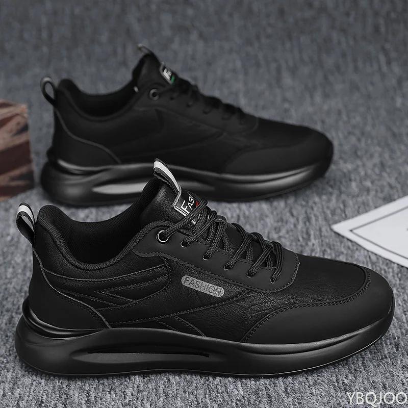 Mens wear-resistant Shoes Casual comfort Sneakers Fashion versatile work shoe Trendy waterproof Male leather shoes Zapatos Homme