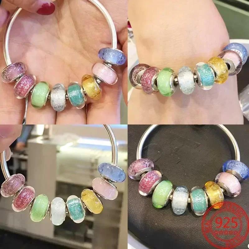 Perles en Verre de Murano Colorées Breloque Vague en Verre Perles en Verre Ondulé Charms S'adaptent aux Bracelets de Marque Bijoux en Cuivre pour Femmes Cadeau