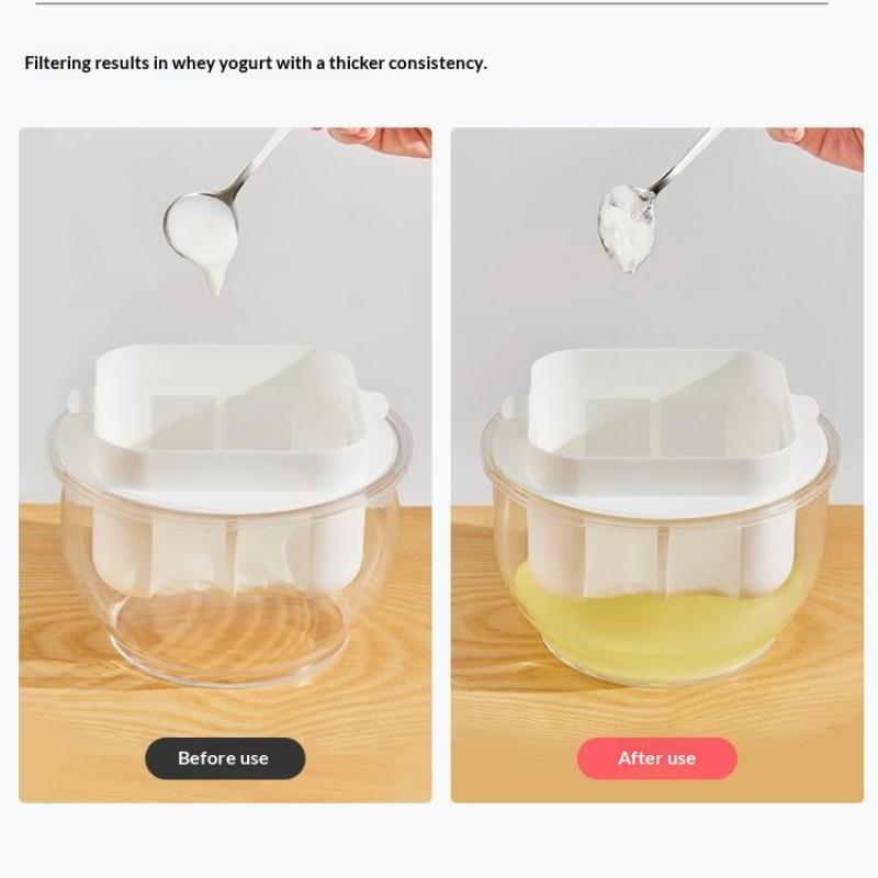 Round Yogurt Filter Container Transparent Storage Jar Airtight Sealed Canister For Yogurt Making Grains Kitchen Food Storage