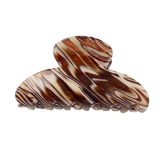 Hair Claw for Women Hair Clip Marble-Patterned Shark Back коричневый