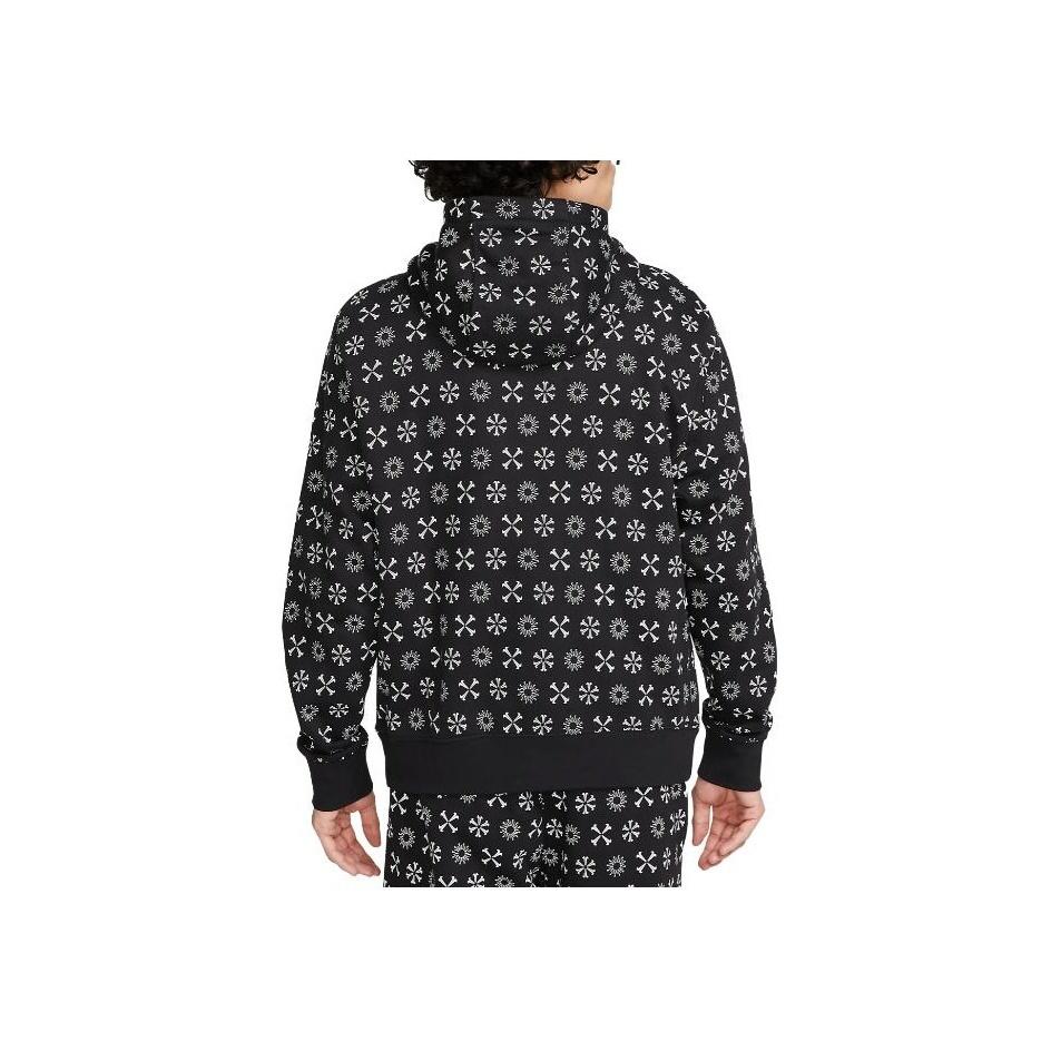 Nike Solid Color Pocket Hoodie With All Over Logo Print Men hoodies Black FJ1635-011