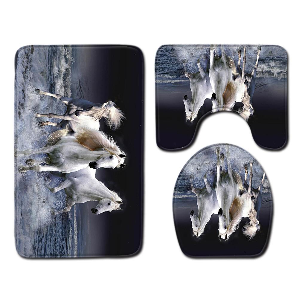 Covor de podea creativ din trei piese pentru toaletă, covor de ușă, covor de baie, covor de ușă moale antiderapant