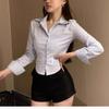 JK Uniform White Shirt Women's New Spring Long Sleeved Design Niche Slim Fit Waist Cinching Top