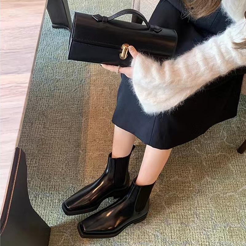 Elegant Women's Head Thick Heel Ankle Boots Fashion Ankle Chelsea Boots  Fashion Boots Outdoor Women's Boots Trend