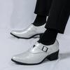 Fashion Men's Pointed Silver Green Monk Strap Loafter Leather Casual Shoes Male Formal Wedding Dress Homecoming Zapatos Hombre