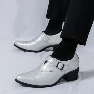 Fashion Men's Pointed Silver Green Monk Strap Loafter Leather Casual Shoes Male Formal Wedding Dress Homecoming Zapatos Hombre