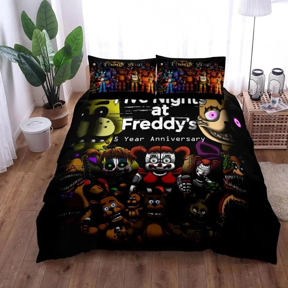 Cartoon Freddy Bedding Set Duvet Cover Pillowcase Bedroom Decor for Boys and Girls Birthday Gift Available In Single Double and