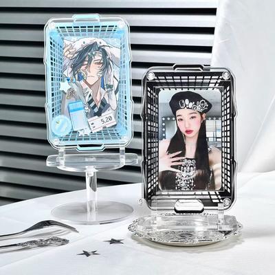 Einkaufskorb Acryl-Fotorahmen Kreativer Kpop-Kartenhalter 3 Zoll Anime-Fotokarte Schutzhülle Stilvolle Kartenhüllen 2025