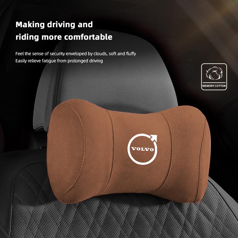 Car Seat Suede Memory Cotton Neck Pillow Headrest For Volvo Xc60 Xc90 V40 V60 S60 V50 V90 S80 C40 XC40 V70 XC70 C30 C70 Rdesign