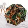 Nature's Harmony: Circular Art Print with Wildlife Motifs Umbrella, Cute Umbrella with Cute Design, Portable 3-Fold Compact Umbrella for Men & Women,