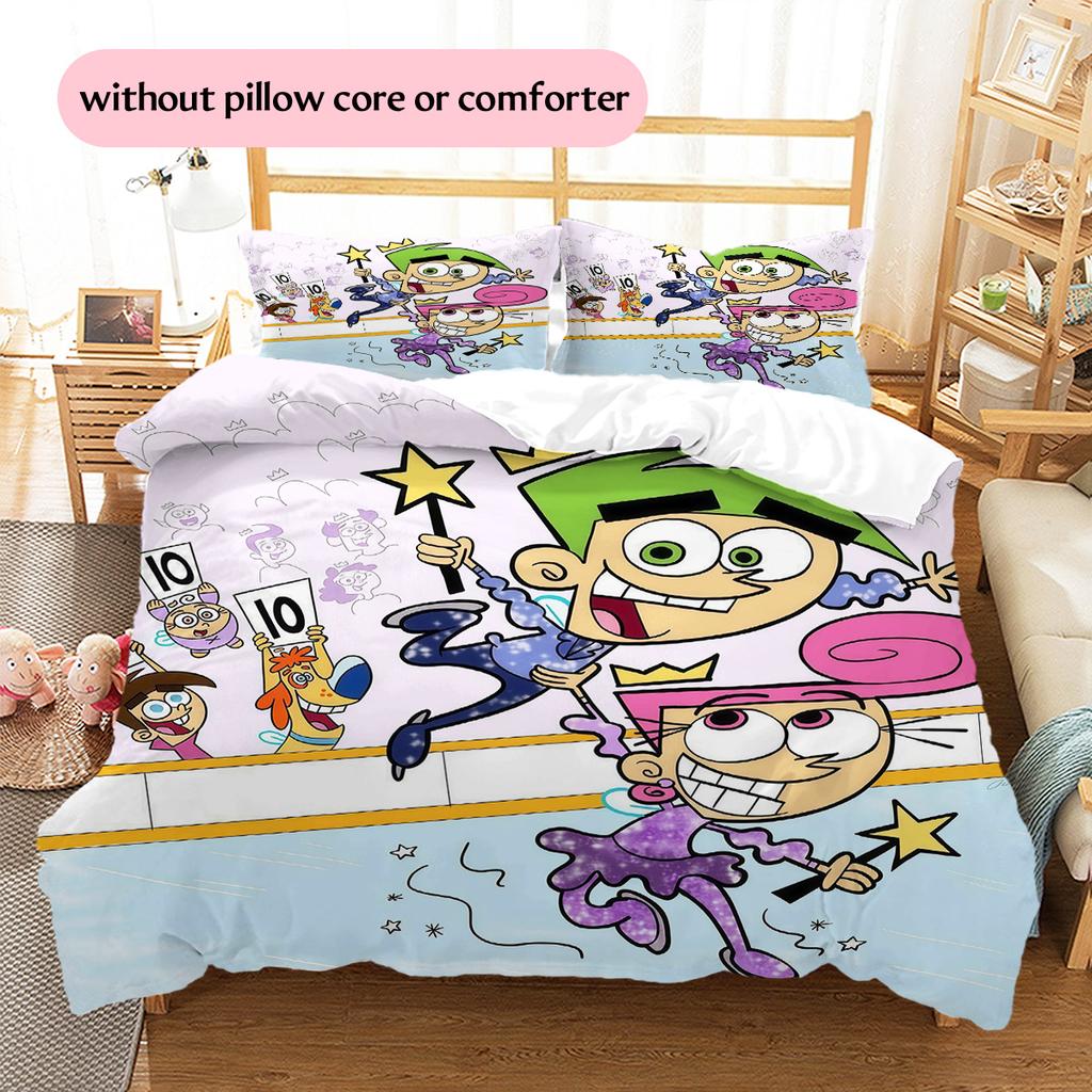 The Fairly OddParents2 Pattern Bedding Quilt Set Home Decoration Gift (1 * Duvet Cover + 2 * Pillowcase Without Core)