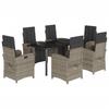 Vidaxl 7-Cz. Garden Furniture Set With Cushions, Grey, PE Rattan