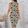 Women Plus Size Sleeveless Round Neck Midi Dress Elegant Gradient Floral Print Bodycon Dress For Daily Party Wear