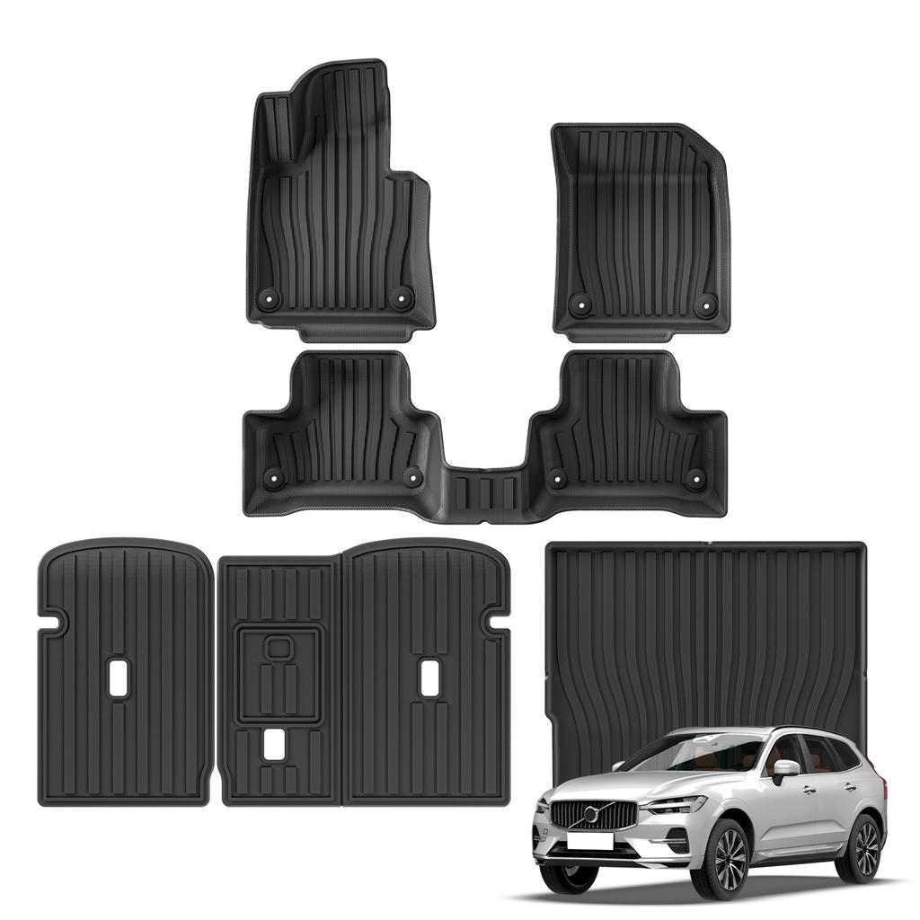 Smabee Left Drive for Volvo XC60 2018-2024 Fuel TPE Car All- Weather Floor Mats Trunk Pad Foot Liner Cargo Accessories Black