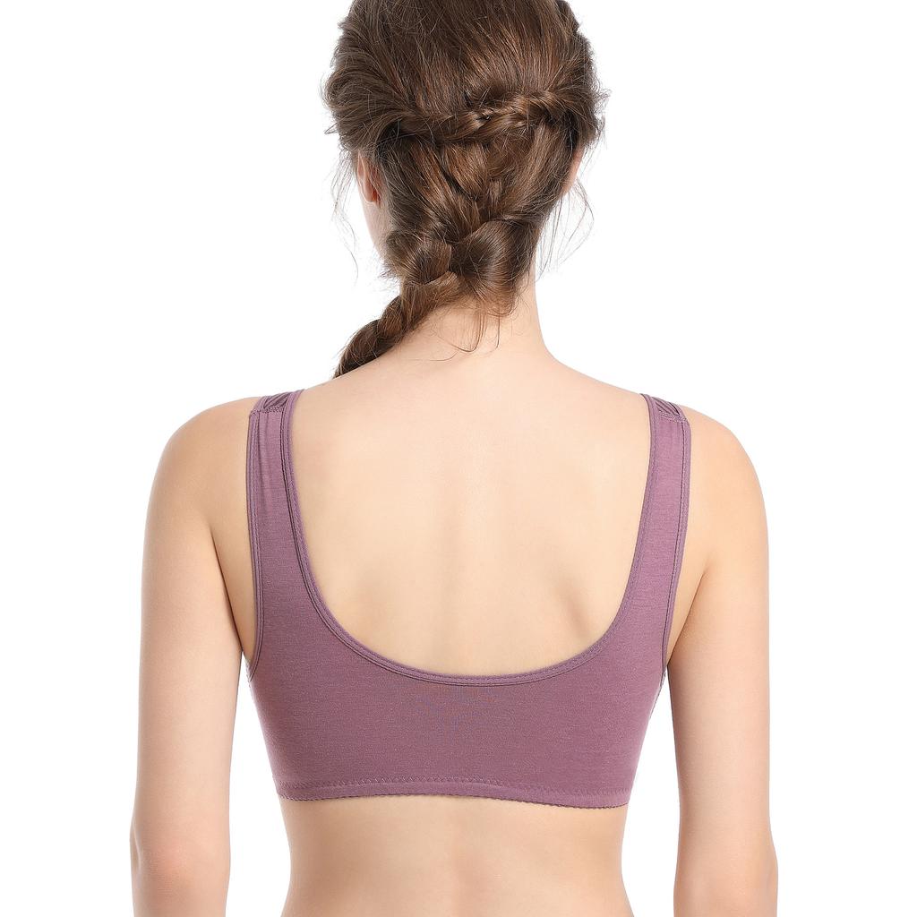 New soft cotton thin cup front buckle underwear women's striped rimless vest type extra large size bra